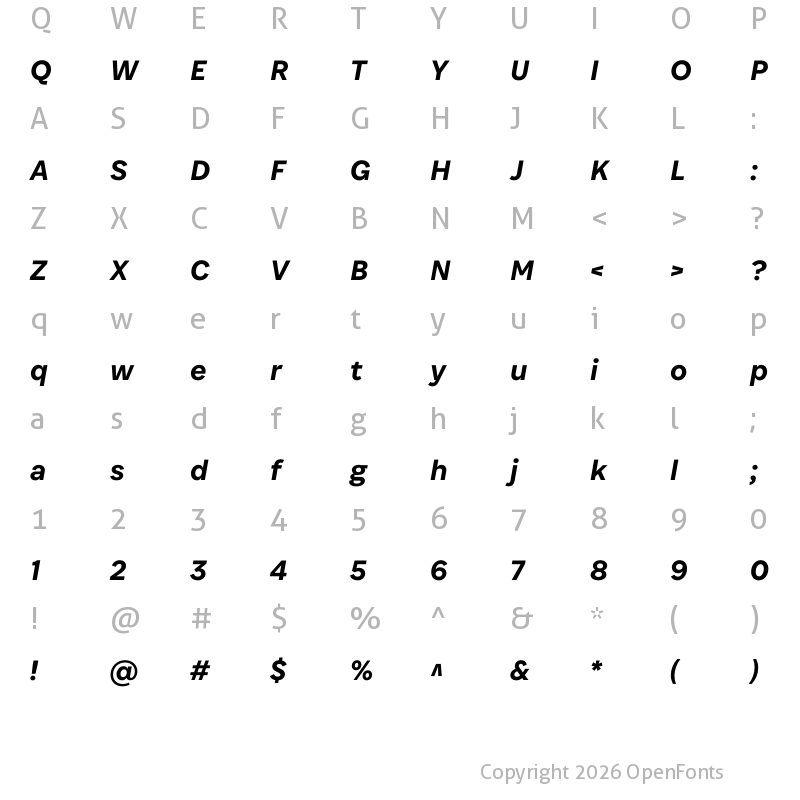 Character Map of Associate Sans Medium Italic