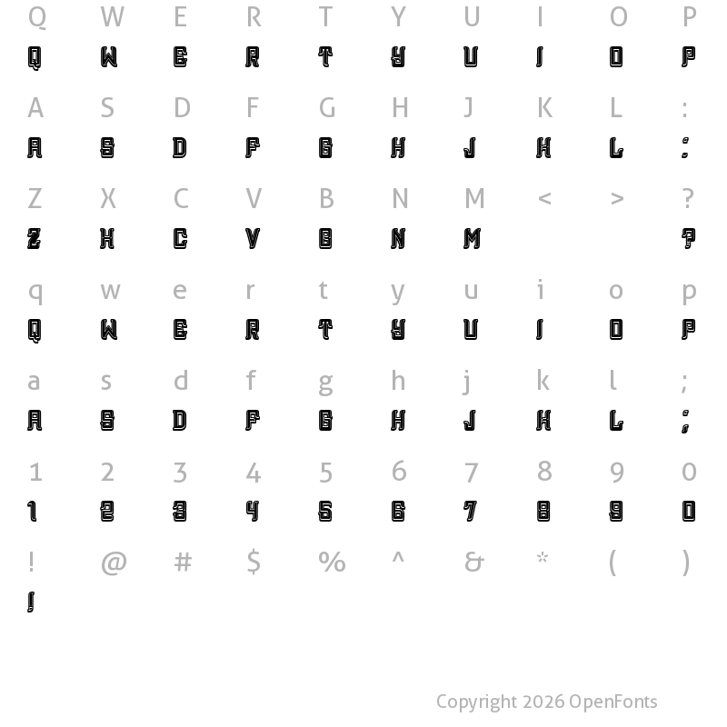 Character Map of Assyrian 3D Filled Regular