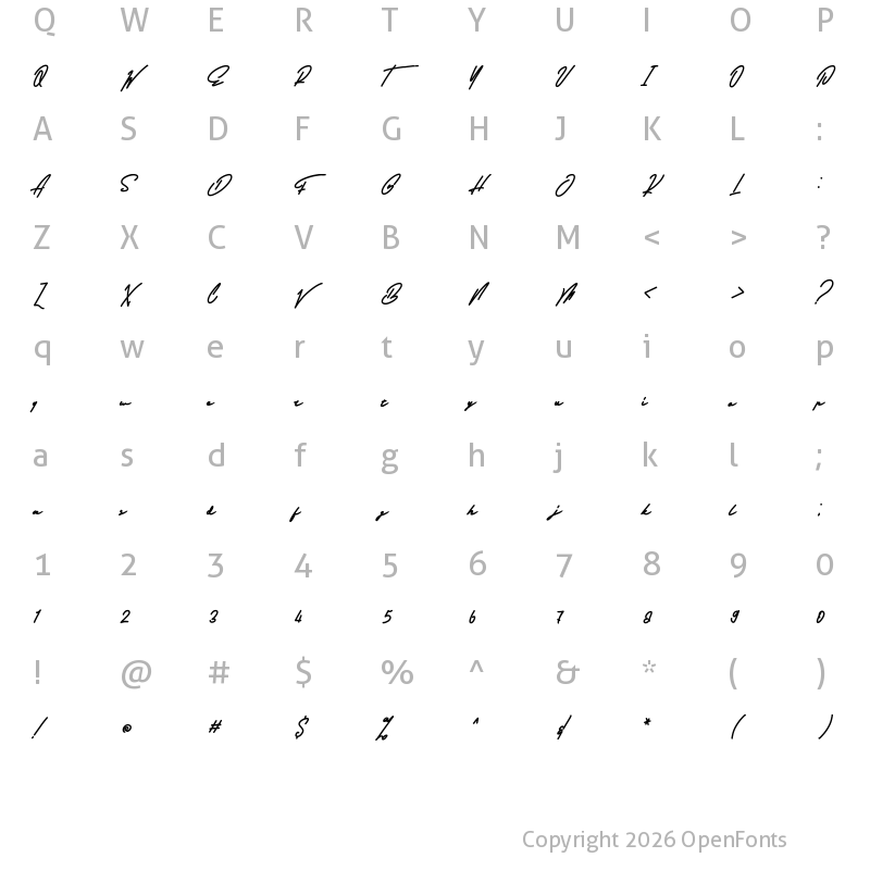 Character Map of Astenia Regular