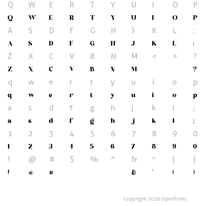 Character Map of Astila Regular