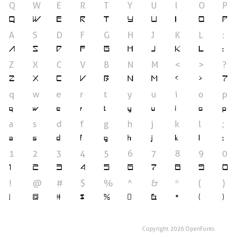 Character Map of Astron Boy Regular