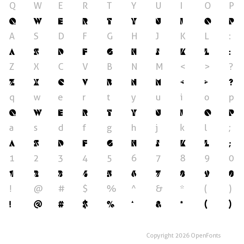 Character Map of Astroz Regular