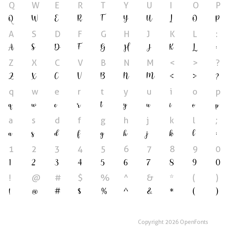 Character Map of Asyifa Regular