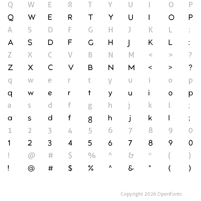 Character Map of Atami Regular