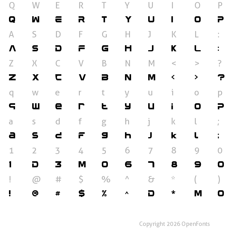 Character Map of Atary_Demo Regular