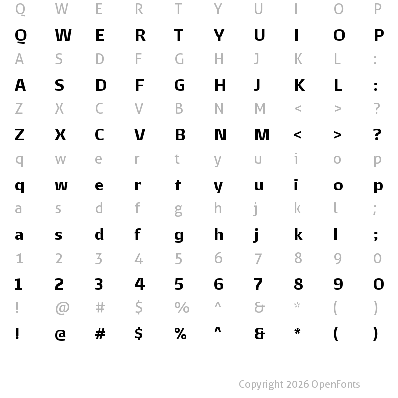 Character Map of Atenas Bold