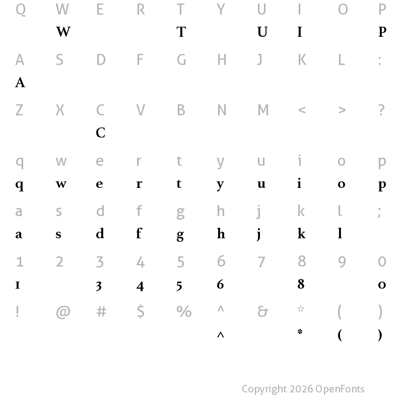 Character Map of Athelas-Bold ?