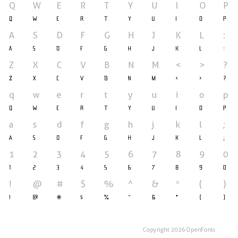 Character Map of Athenaz Regular