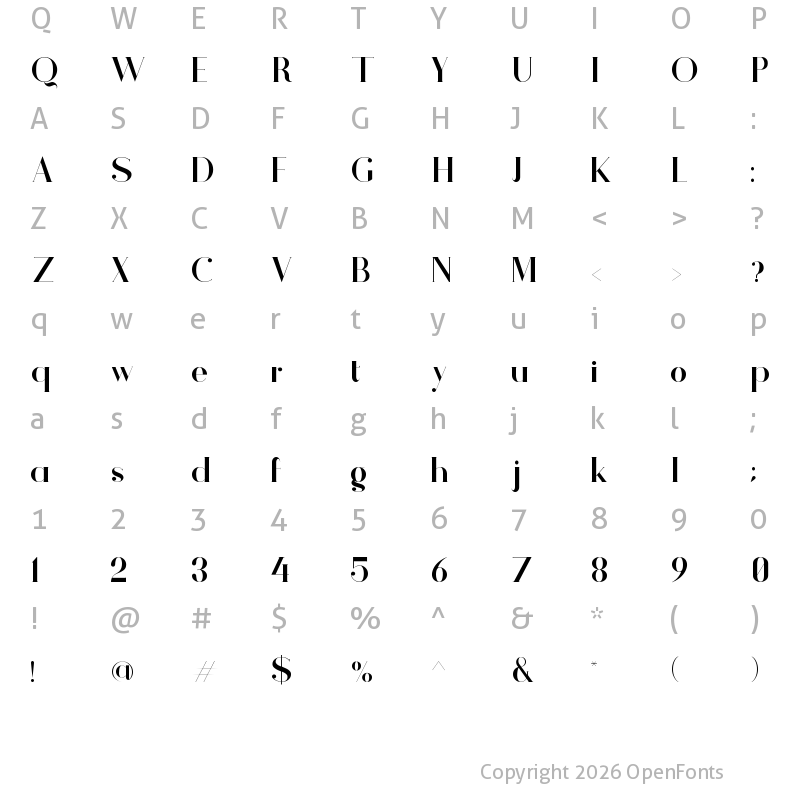 Character Map of Athene Regular