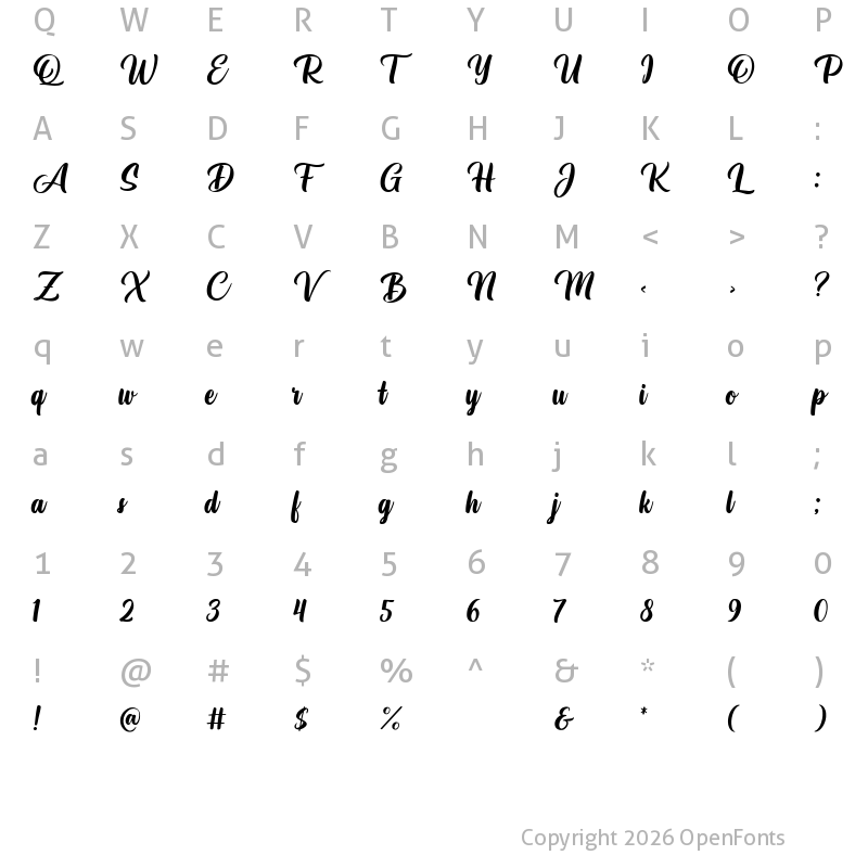 Character Map of Athletic Outfit Regular