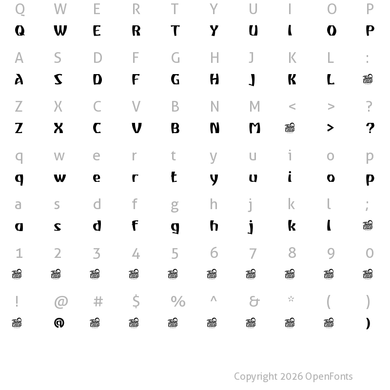 Character Map of Atiku personal use Medium