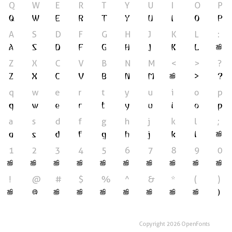 Character Map of Atiku personal use Thin