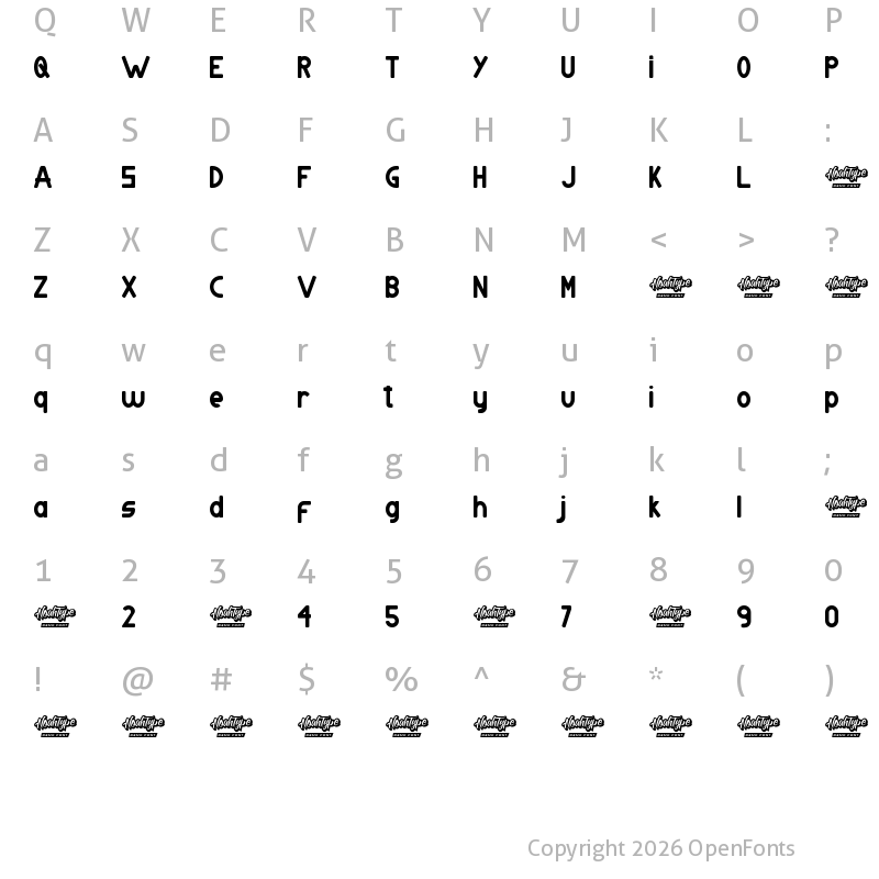 Character Map of Atlanta Corner Demo Regular