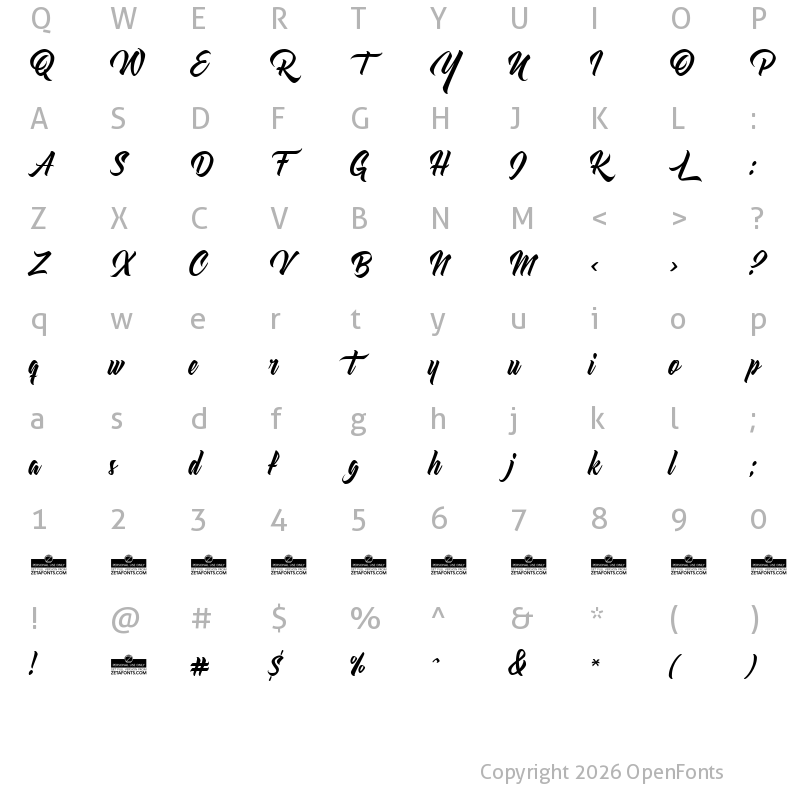 Character Map of Atlantica Regular
