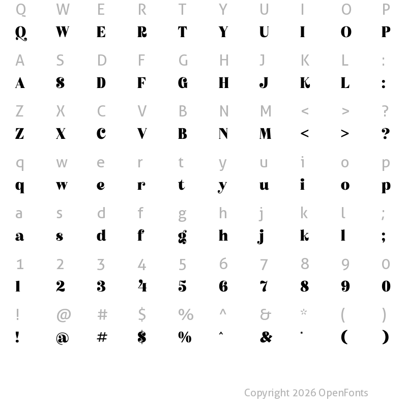 Character Map of Atlantis Famingo Regular