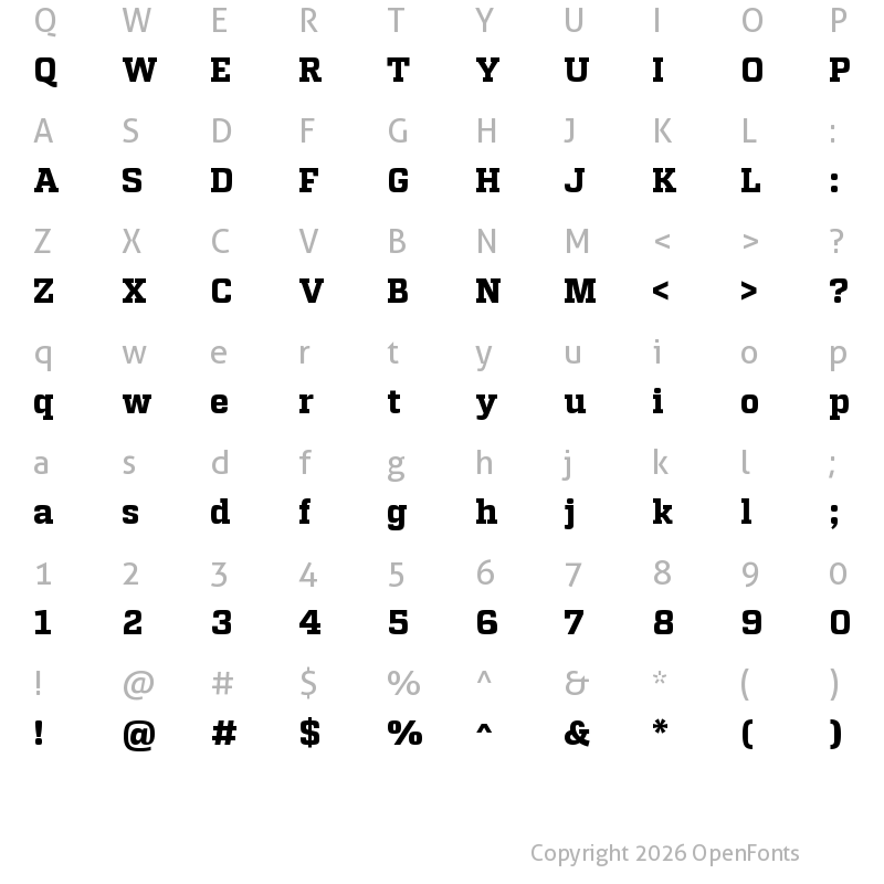 Character Map of Atletico Bold Regular