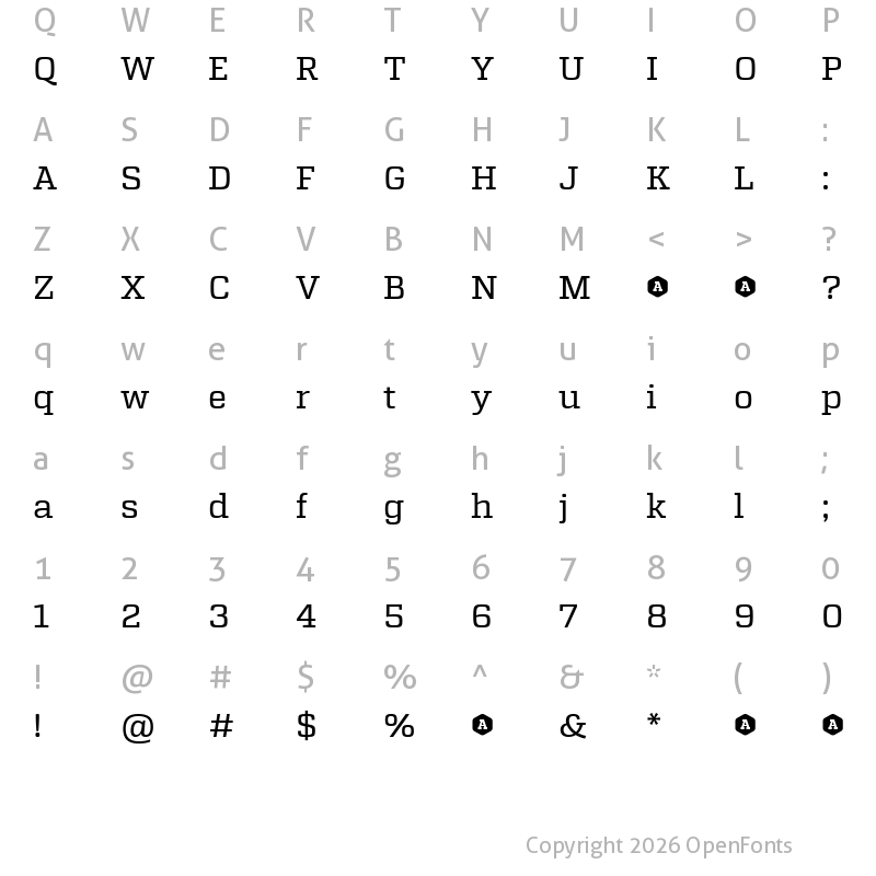 Character Map of Atletico Regular Demo