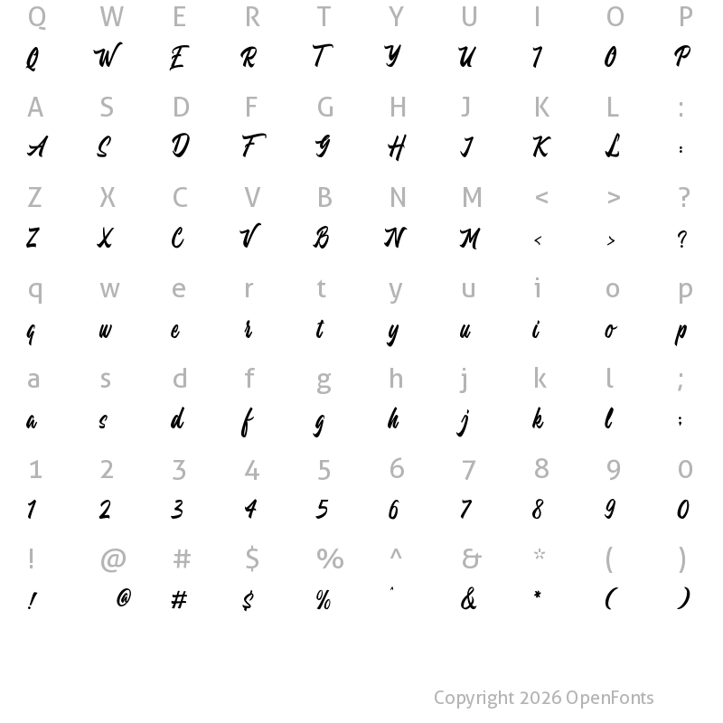 Character Map of Atshushi Regular