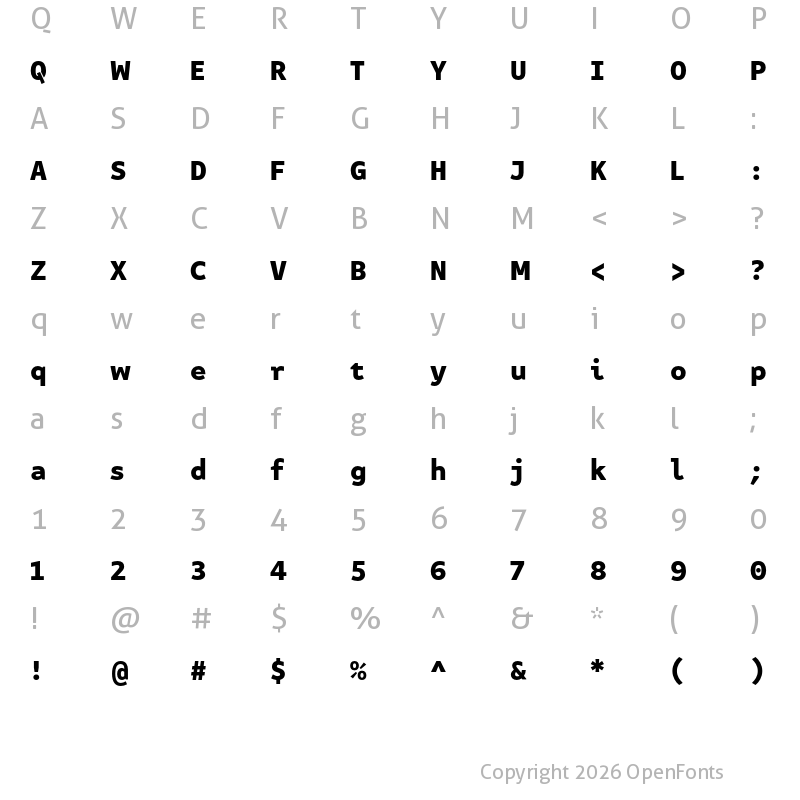 Character Map of Attribute Text Black
