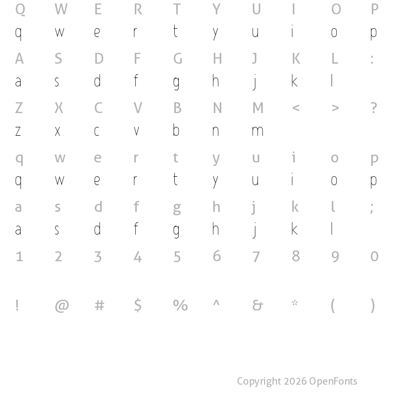 Character Map of Atype 1 Light
