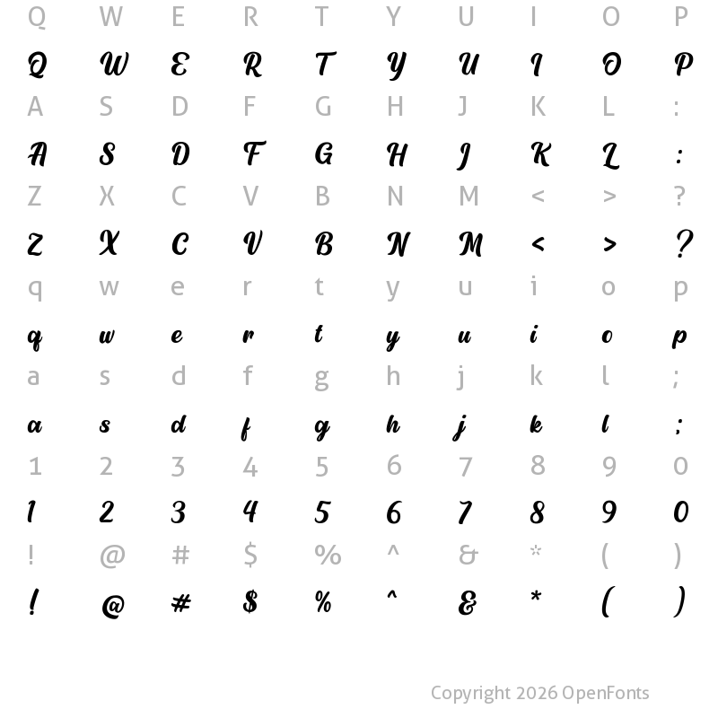 Character Map of Auckland Hills Regular