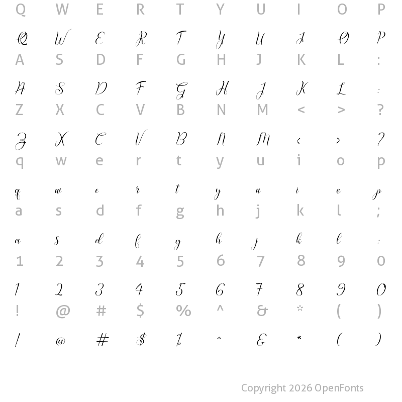 Character Map of Audacity Script Regular