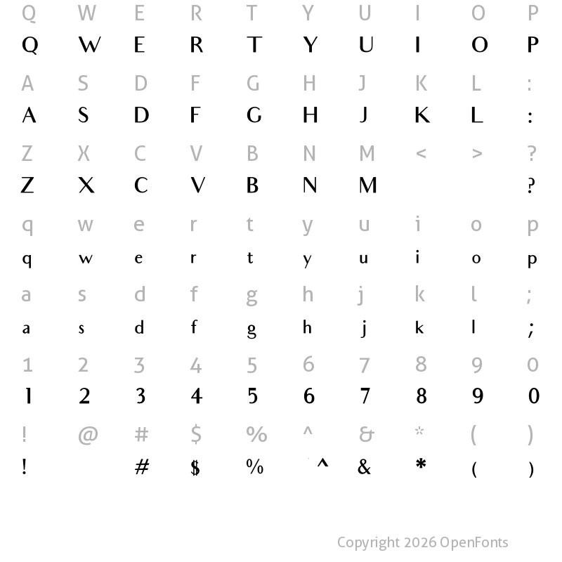 Character Map of Audrey Medium