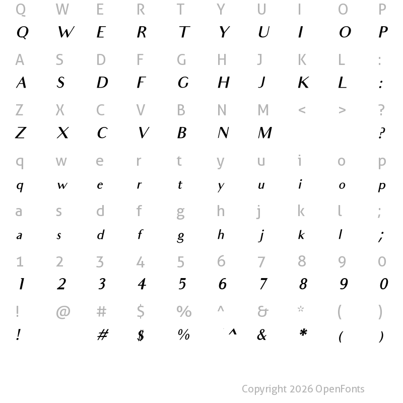 Character Map of Audrey Medium Oblique