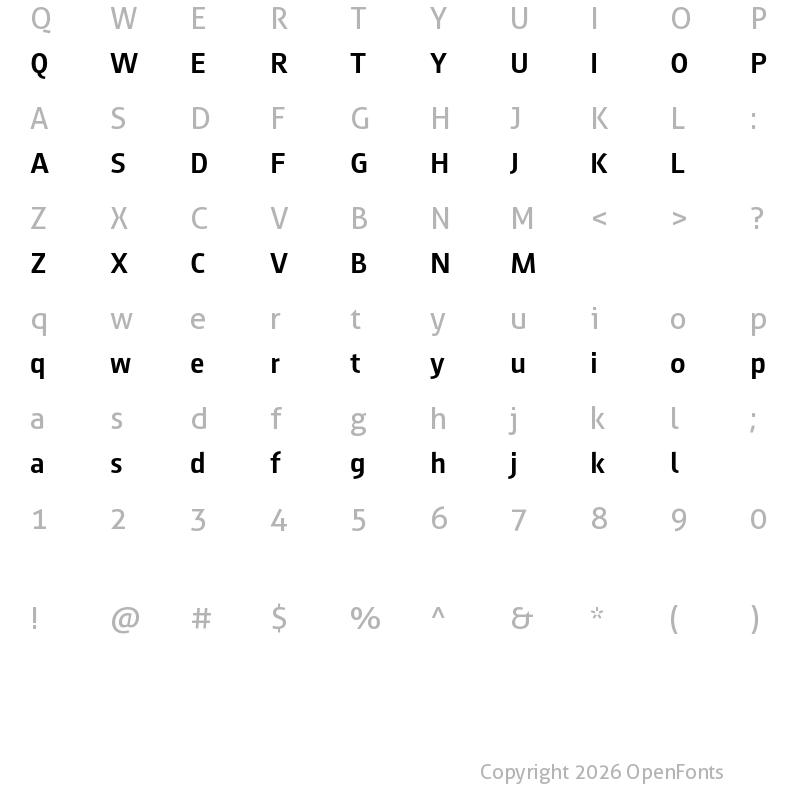 Character Map of August Sans Reduced 65 Medium
