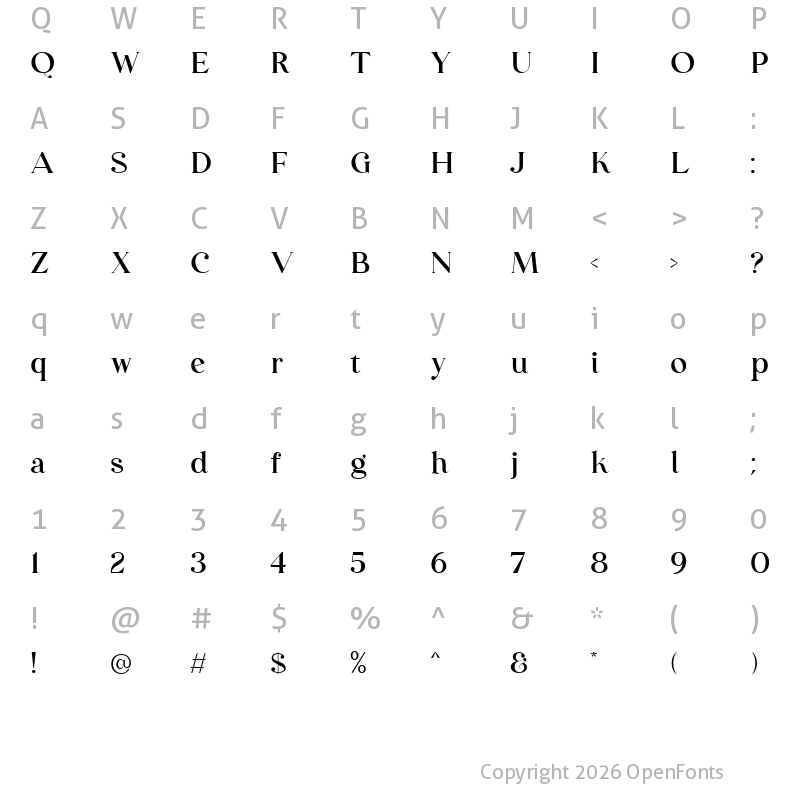 Character Map of August Stories Serif