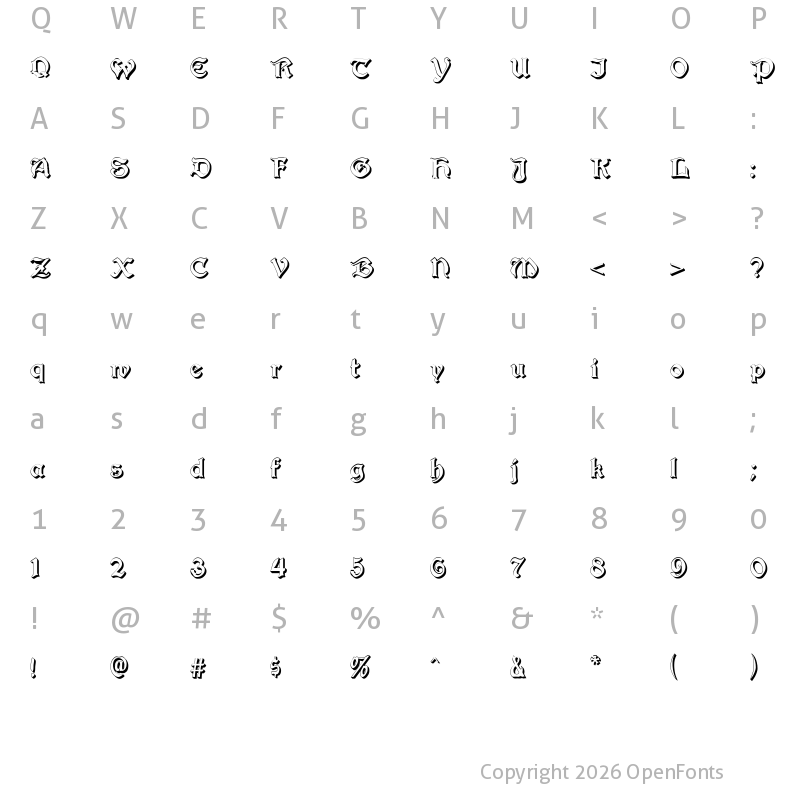 Character Map of Augusta Shadow Regular