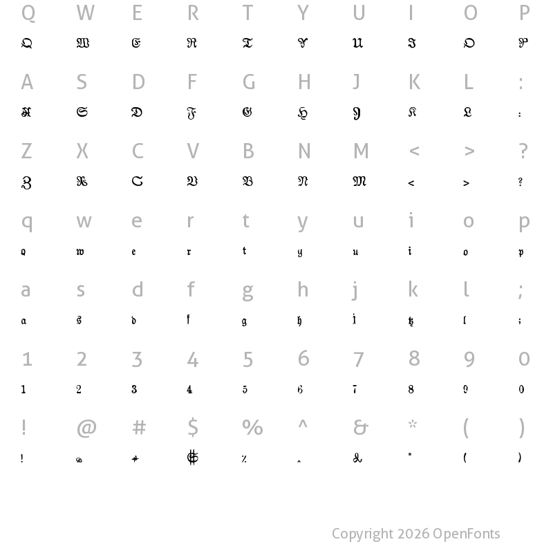 Character Map of AuldMagick Bold Regular