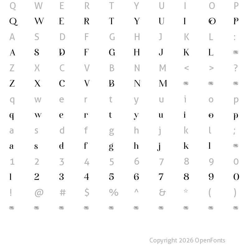 Character Map of Auralyess Free Trial Regular