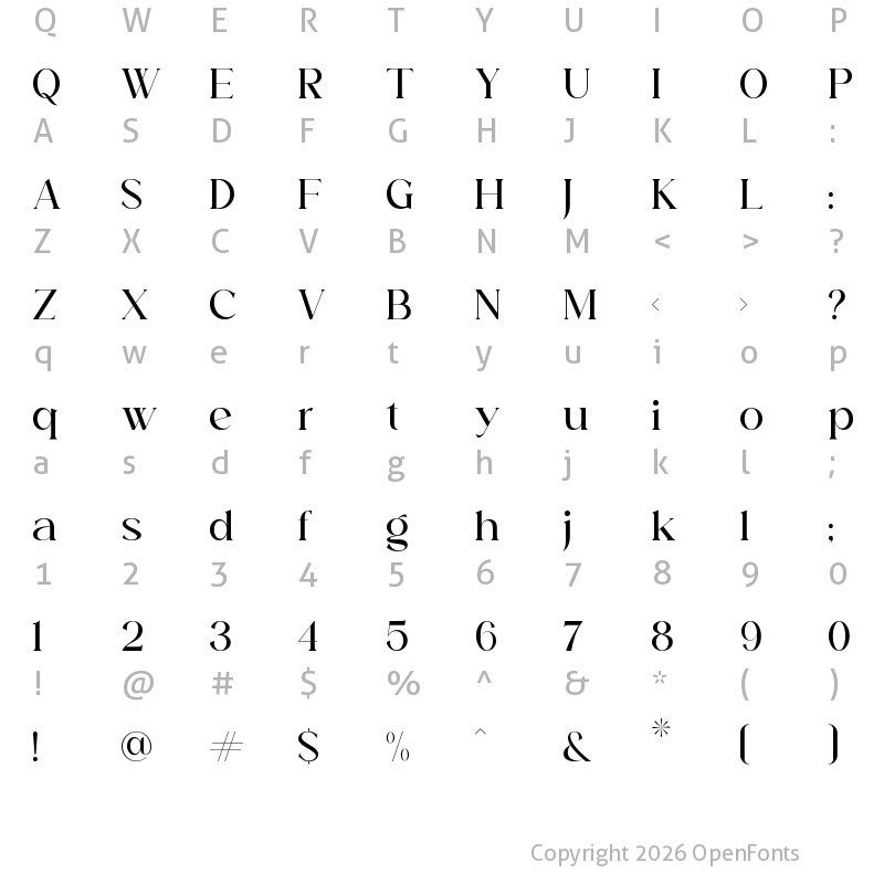 Character Map of Aurora Regular