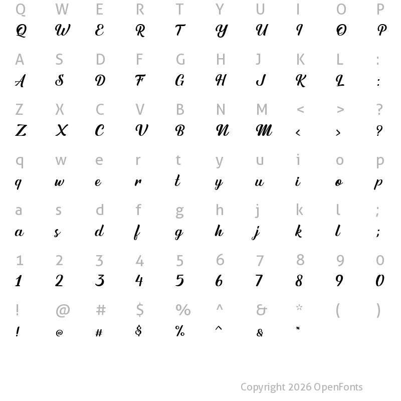 Character Map of Austein Script
