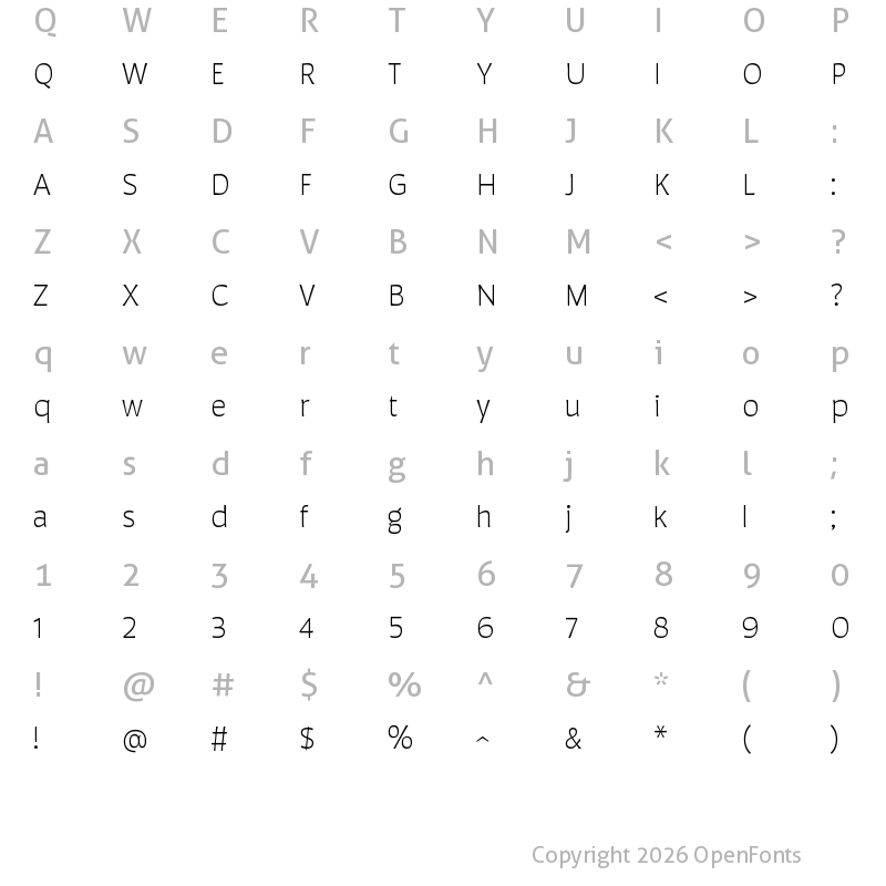 Character Map of AusterRounded-Light Regular