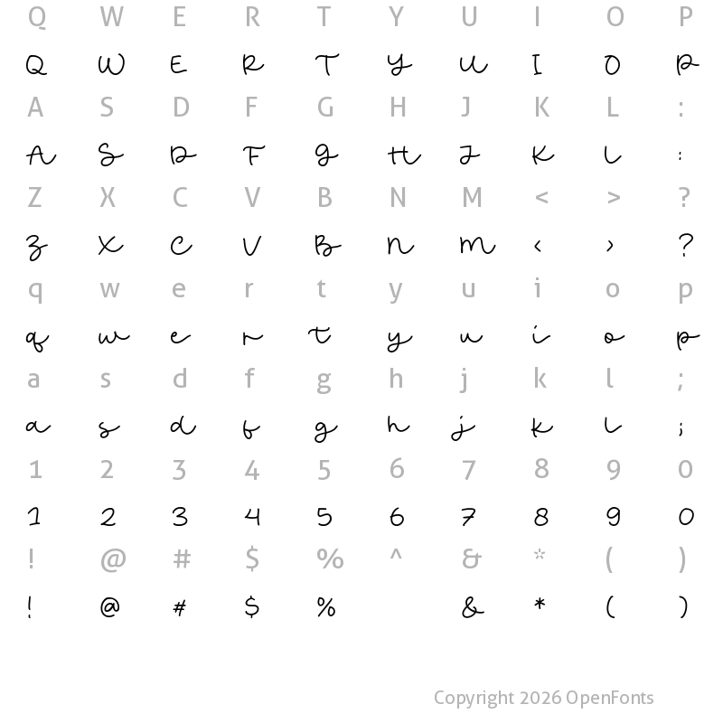 Character Map of Austine Boutique Regular
