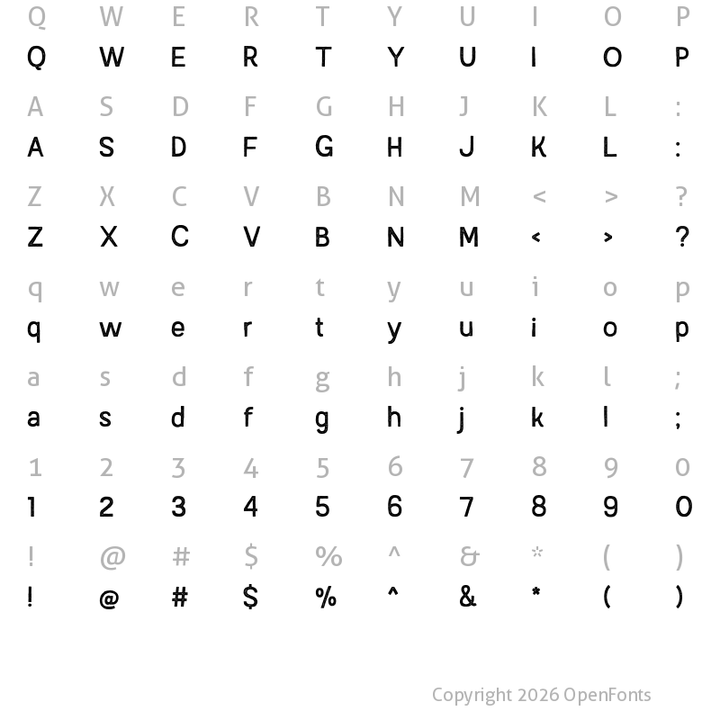 Character Map of Austral Sans Stamp Regular