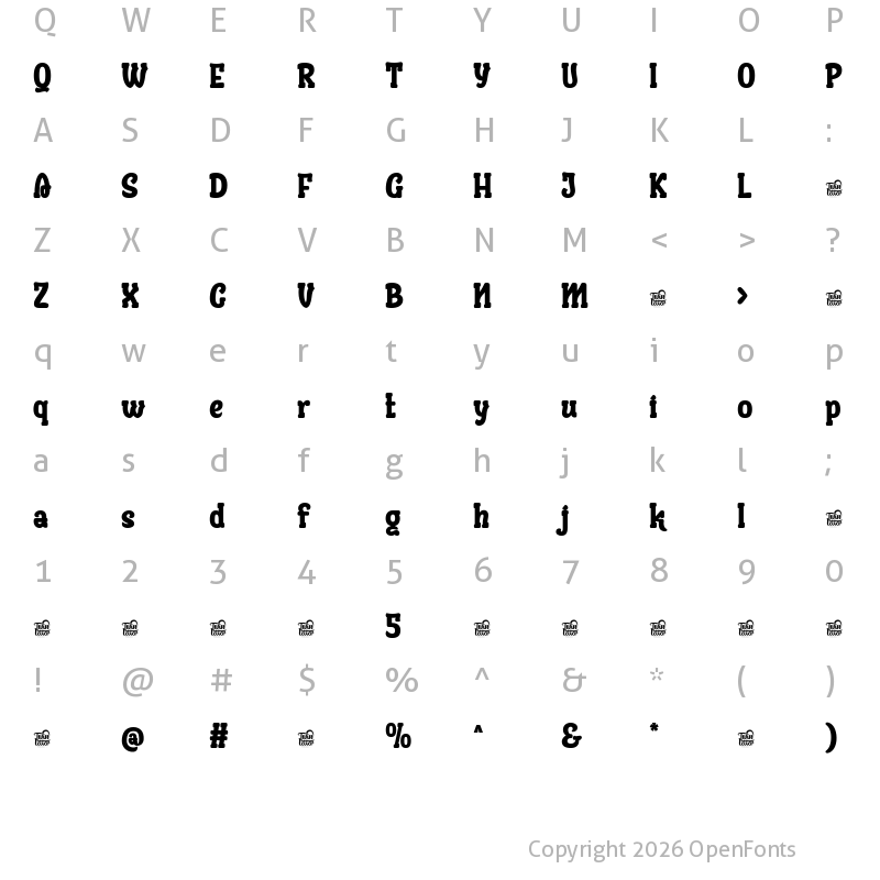 Character Map of AUSYEIK Trial Regular