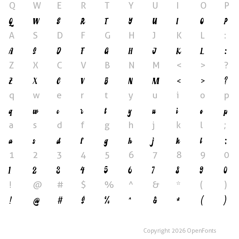 Character Map of Authentique Regular