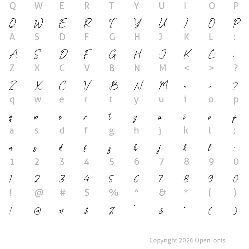 Character Map of Authentty Wegnotta Regular