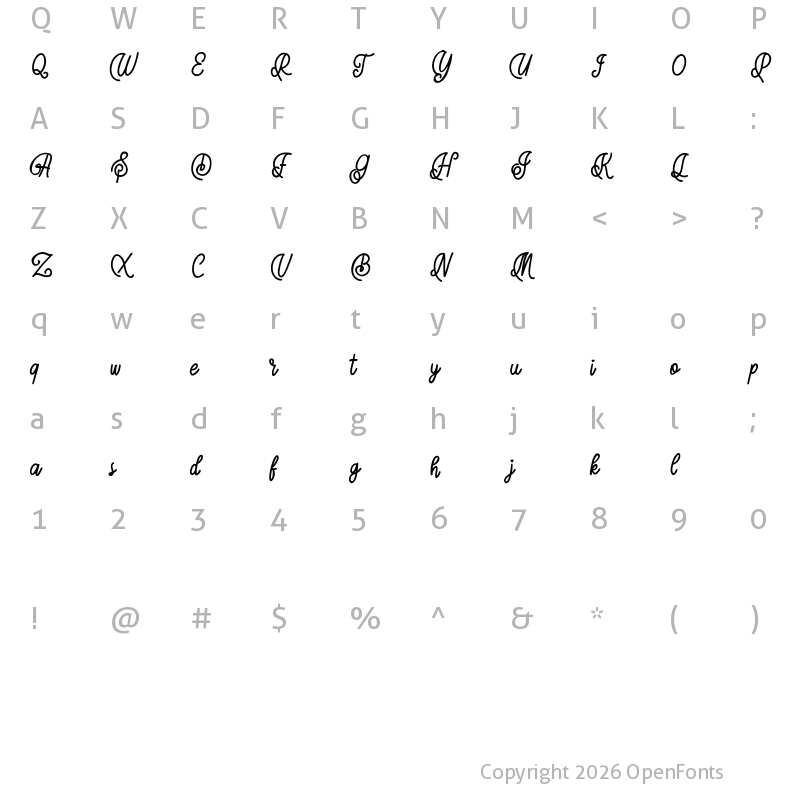 Character Map of Autige FREE Regular