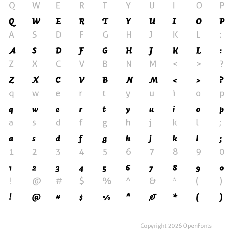 Character Map of Auto Pro Black Italic 2