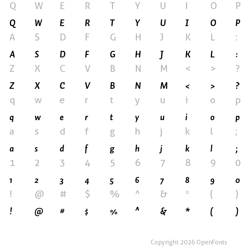 Character Map of Auto Pro Bold Italic 1