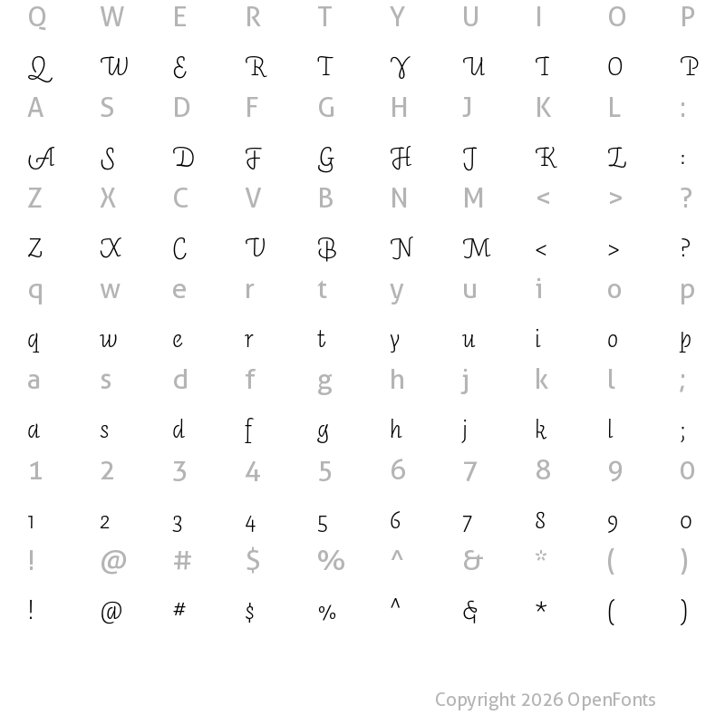 Character Map of Auto Pro Light Italic 3