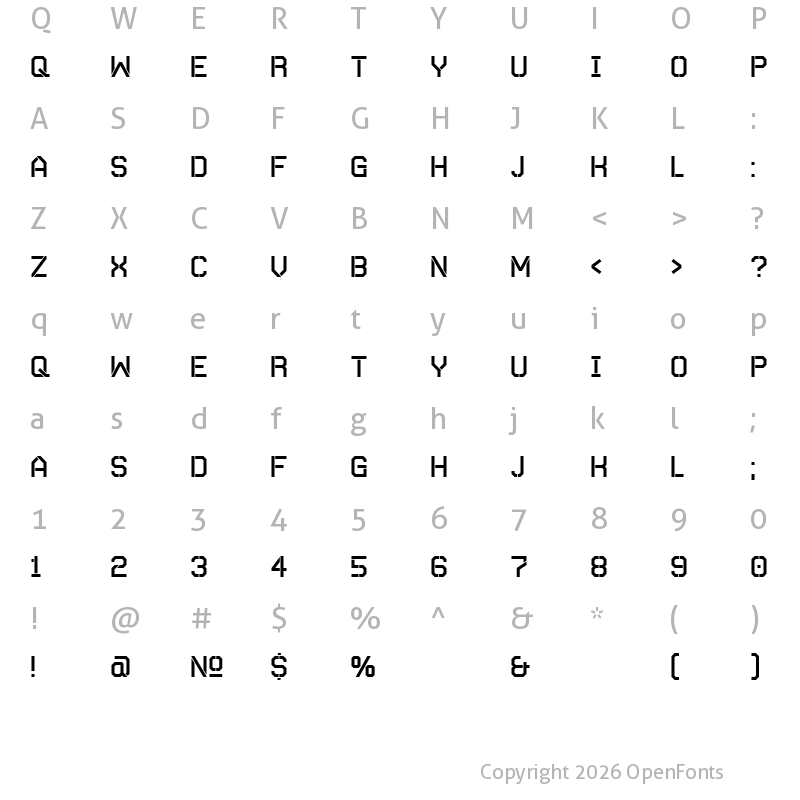 Character Map of Autobahn Stencil Regular