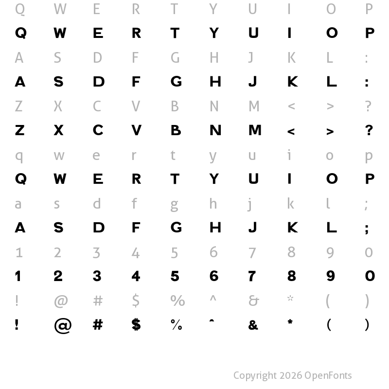 Character Map of Aux Bold