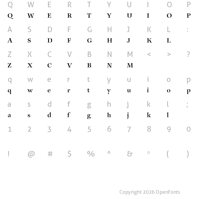 Character Map of Auxerre 55 Regular reduced