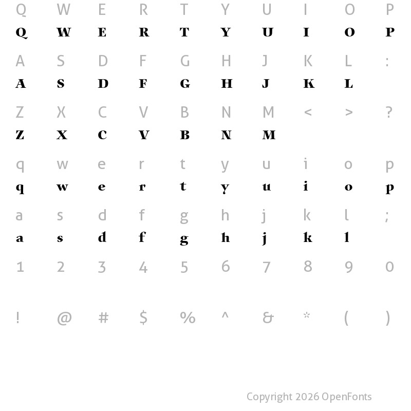 Character Map of Auxerre 75 Bold reduced