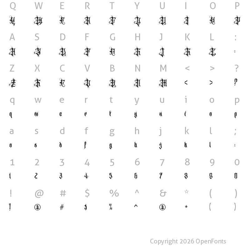 Character Map of Auxtera Circa Personal Use Only Circa